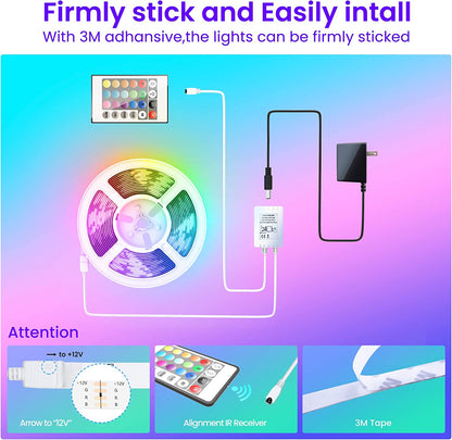 50 FT LED Strip Lights,Bluetooth LED Lights for Bedroom, Color Changing Light Strip with Music Sync, Phone Controller and IR Remote(App+Remote +Mic).